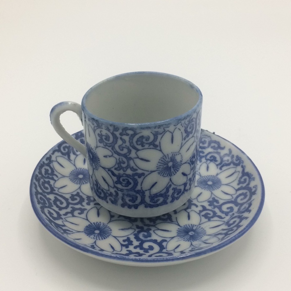 Stoneware antique set saucer & cup hand painted